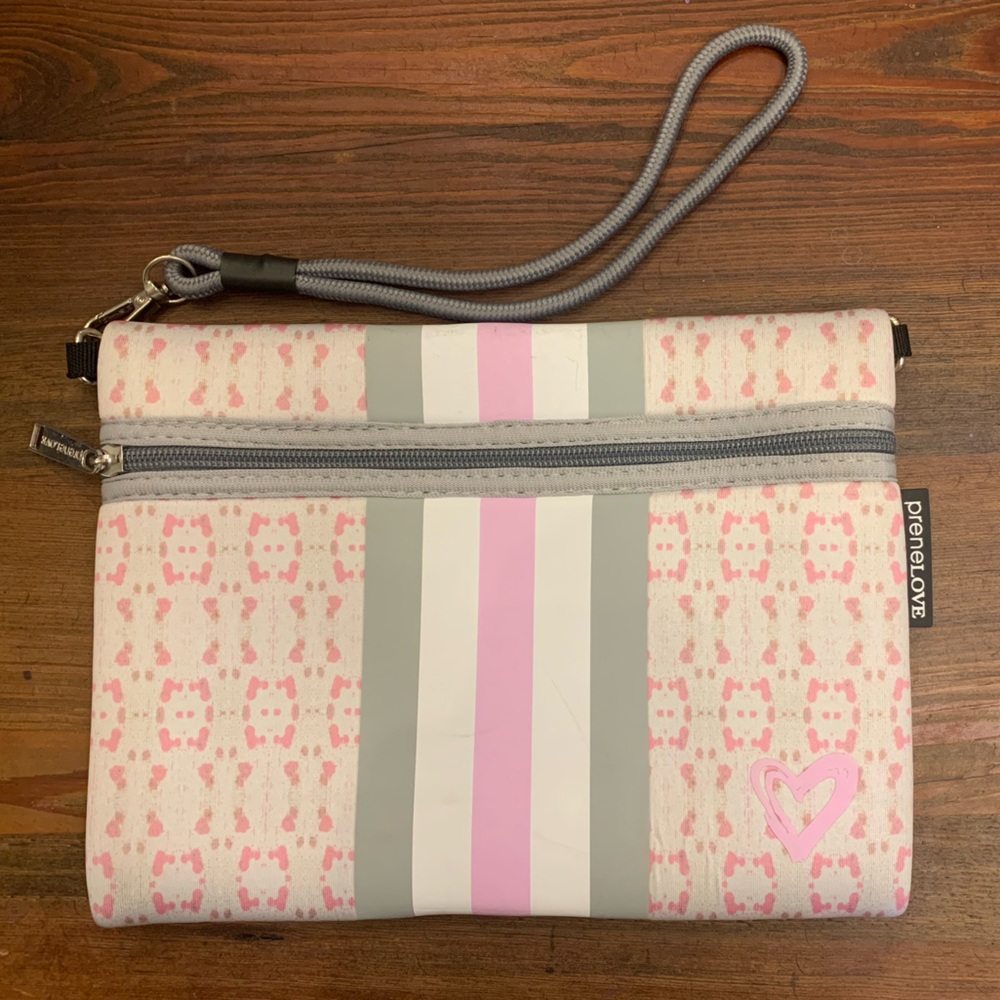 Geometric Pink and Gray Mini Bag with Wrist Strap